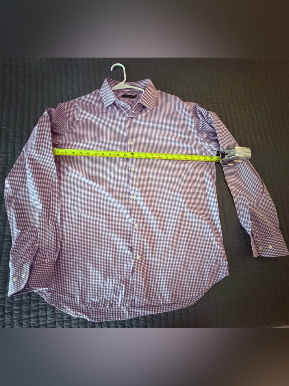 JB Britches Men’s Micro-Check Button-Down Shirt in Purple 17 x 34-35